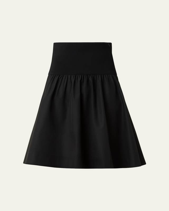 Wide Waistband Cotton Poplin Skirt